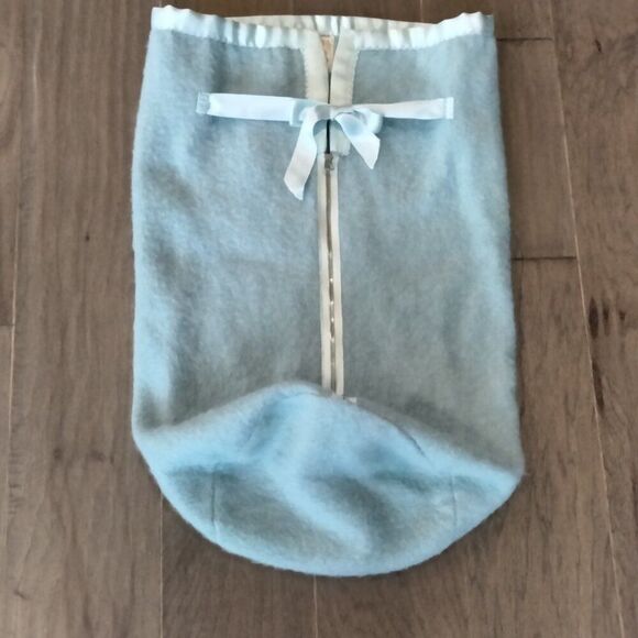 Blue Wool Baby Stroller Zip Blanket Snuggle Rug Vintage 1930s - Picture 5 of 6